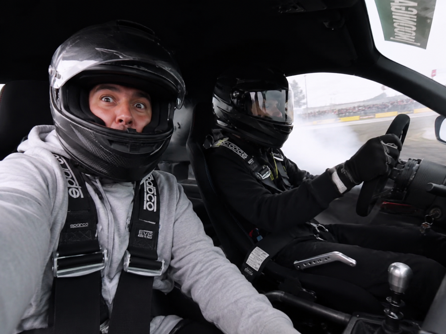 Drift driver inside the car ready for a track experience